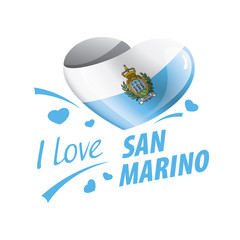 National flag of the San Marino in the shape of a heart and the inscription I love Salvador. Vector illustration