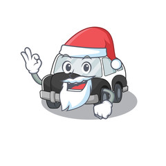 Police Car in Santa cartoon character style with ok finger © kongvector