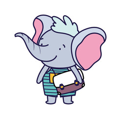 back to school education cute little elephant with backpack