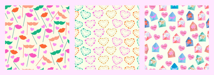 vector illustration of Happy Valentine's Day greetings seamless pattern background