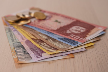 Hungarian Money. Forint cash background. Coins money Banknotes.