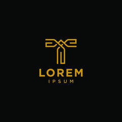 T letter logo initial logotype icon vector in elegant simple style 