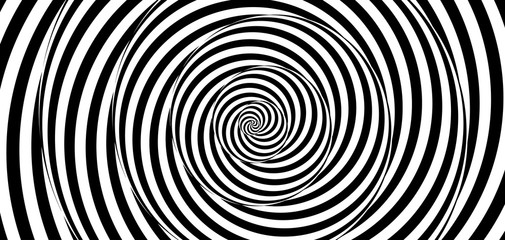 Obraz premium Pattern with optical illusion. Black and white design. Abstract striped background. Vector illustration.