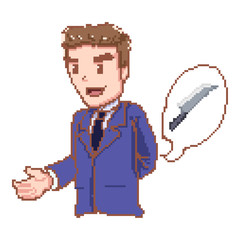Businessman giving dishonest handshake holding kinfe and hiding in the back
