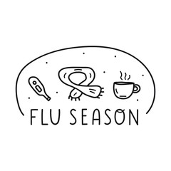 Flu season. Outline vector illustration. Medical concept. 