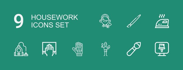 Editable 9 housework icons for web and mobile