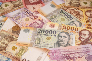 Fototapeta na wymiar Stack of banknotes as background (Hungarian Forint) Europe Hungary