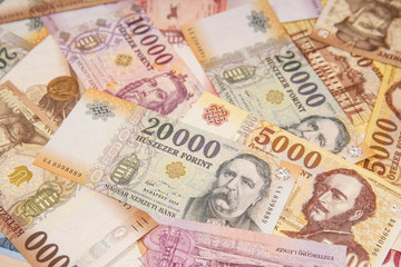 Fototapeta na wymiar Stack of banknotes as background (Hungarian Forint) Europe Hungary