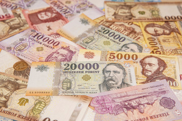 Stack of banknotes as background (Hungarian Forint) Europe Hungary