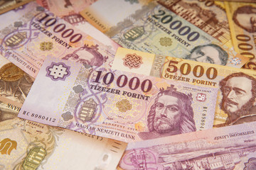 Stack of banknotes as background (Hungarian Forint) Europe Hungary
