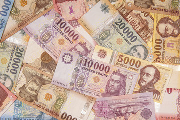 Stack of banknotes as background (Hungarian Forint) Europe Hungary