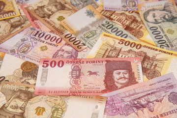 Stack of banknotes as background (Hungarian Forint) Europe Hungary