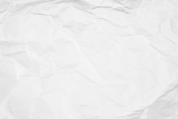 White crumpled paper texture background. Clean white paper. Top view.	