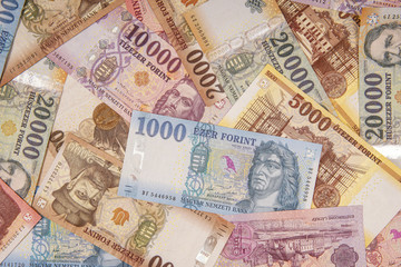Stack of banknotes as background (Hungarian Forint) Europe Hungary