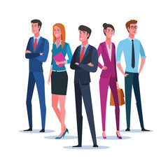 Group of business people standing. Business men and women character. Business team and teamwork concept