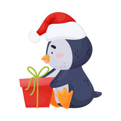 Arctic Penguin with Black and White Belly Isolated on White Background Vector Illustration