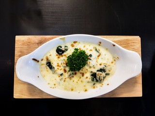 Vegetable cheese in a cup