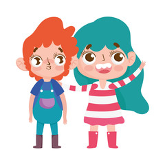 cute little boy and girl expression facial gesture cartoon