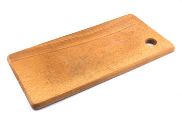 Wooden cutting board isolated on white background