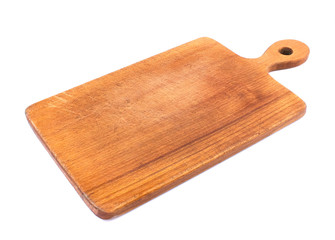Wooden cutting board isolated on white background