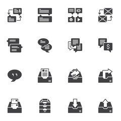 Dialogue speech vector icons set, modern solid symbol collection, filled style pictogram pack. Signs, logo illustration. Set includes icons as Speech bubble, Address Book, Forum Comment, Mail Message