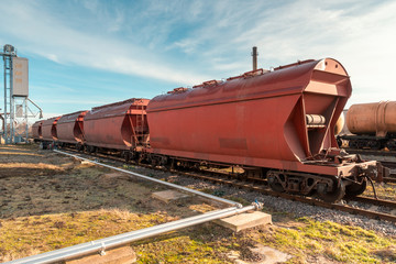 Fototapeta na wymiar Rail cars for the transportation of grain