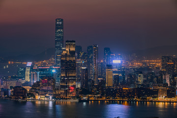 Fototapeta na wymiar Hong Kong Braemar Hill Cityscape Skyline Sunset and Night Photography