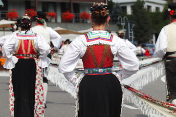 Folkloric event with traditional Val Gardena costumes
