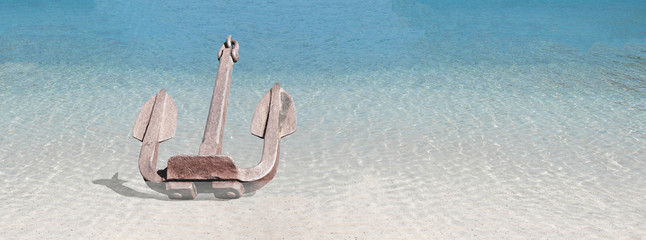 Anchor cast in shallow sea.