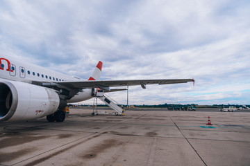 Passengers boarding on an airplane