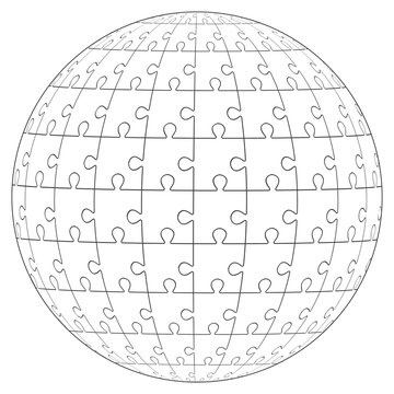 Jigsaw puzzle ball template background. Vector illustrations.