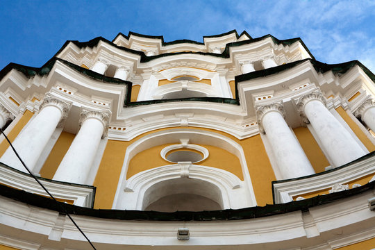 Beautiful facade of ordodox cathedral with collones