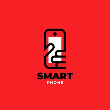 Smartphone mobile in hand logo