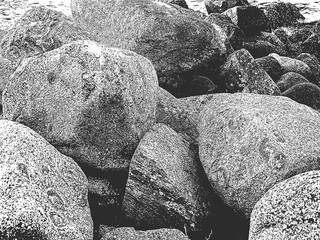 Distress vector texture of sea stones on the beach. EPS8 illustration