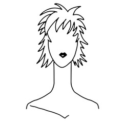 Isolated vector doodle woman face. Short hair girl line clipart. Feminism concept design. Woman with short cut hair style. Fashion hairstyle. Girl hair style.