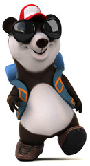 Fun 3D panda backpacker cartoon character