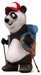 Fun 3D panda backpacker cartoon character © Julien Tromeur