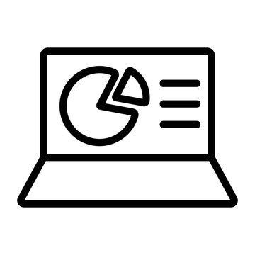 recommend clip art: Chart laptop icon vector. Thin line sign. Isolated contour symbol illustration