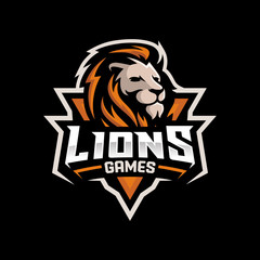 Lion head gaming logo for esport and sport mascot vector illustration © nrsha