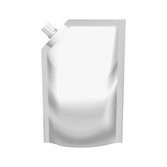 Realistic white pouch doypack with side spout