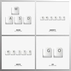 Set of Keyboard buttons on white background. Vector illustration.