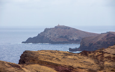 View Ponta sao lourenco madeira east point hiking path stormy sea weather outdoor landscape concept