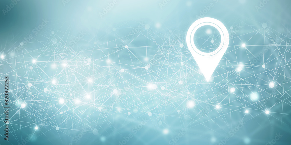 Aufkleber 2d rendering red map pointer with world map