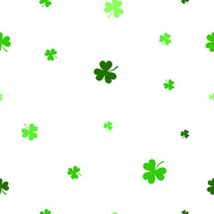 Seamless Green clovers pattern. Hand drawn vector illustration. Perfect for St. Patrick's Day.