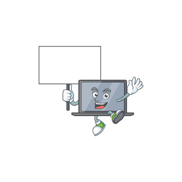 A Picture Of Monitor Cartoon Character With Board