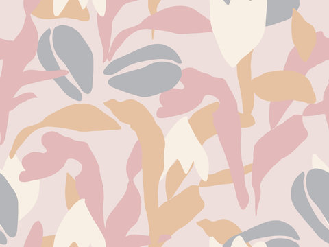 Abstract Floral Seamless Vector Pattern In Pastel Palette