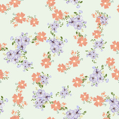 Fashionable cute pattern in nativel flowers. Floral seamless background for textiles, fabrics, covers, wallpapers, print, gift wrapping