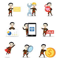 Set of character man in senorita dance competition.