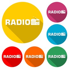 Radio with antenna icon isolated with long shadow