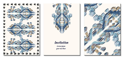 Cover royal greeting design. Modern template with ikat ornament for wedding design or greeting card any purpose.